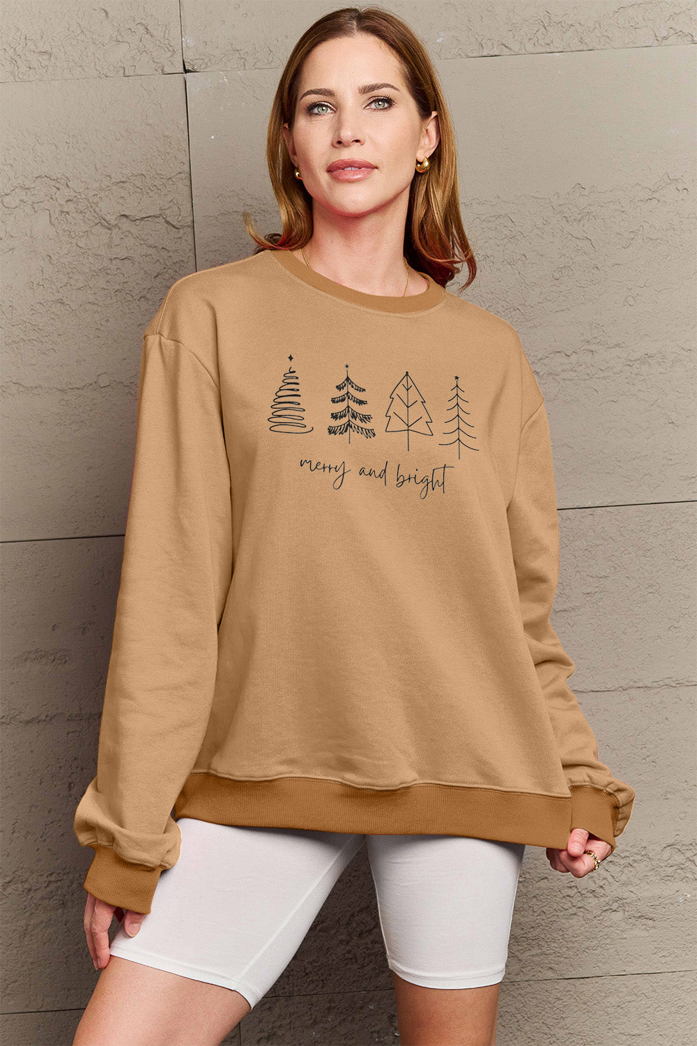 Simply Love Full Size MERRY AND BRIGHT Graphic Sweatshirt