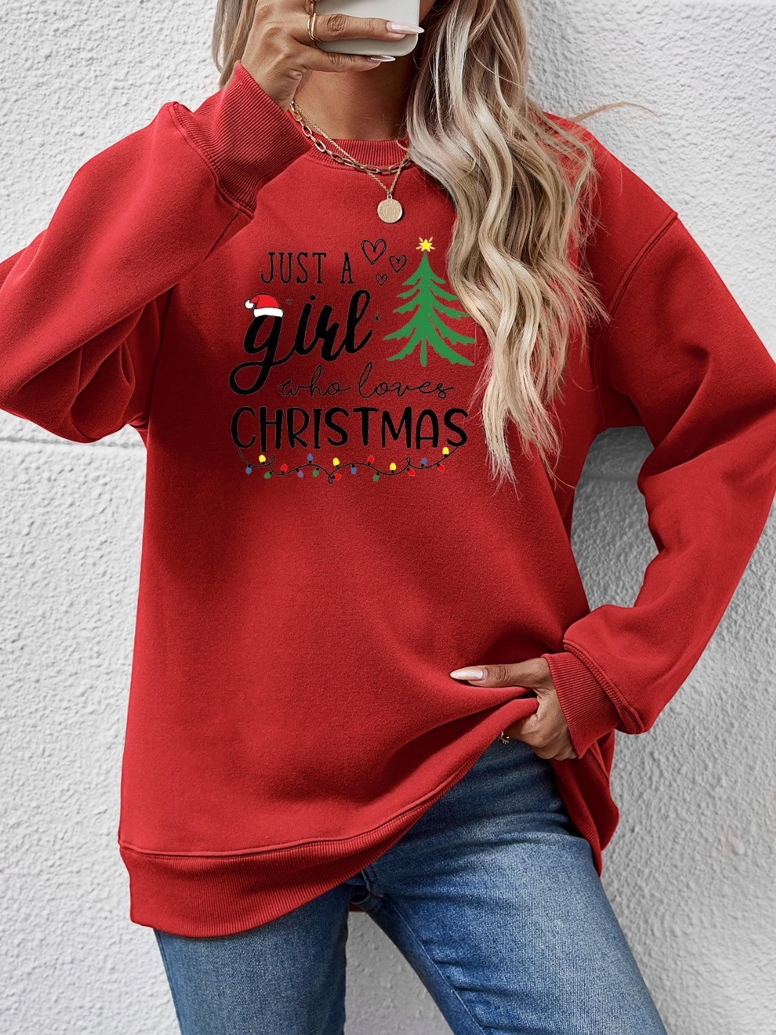 Letter Graphic Round Neck Sweatshirt